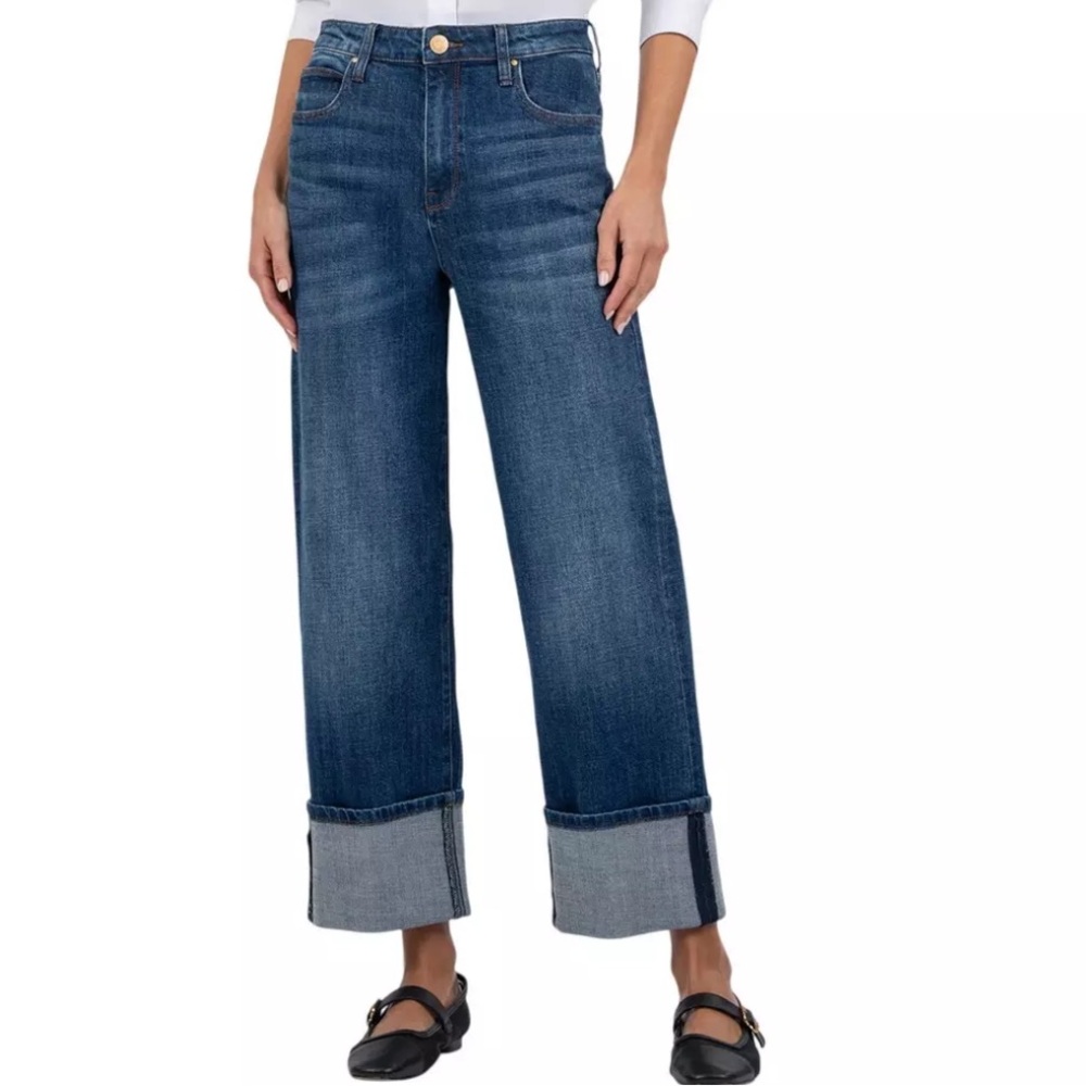 Kut from the Kloth ‘Sienna’ Cuffed Wide Leg Jeans l Size 10